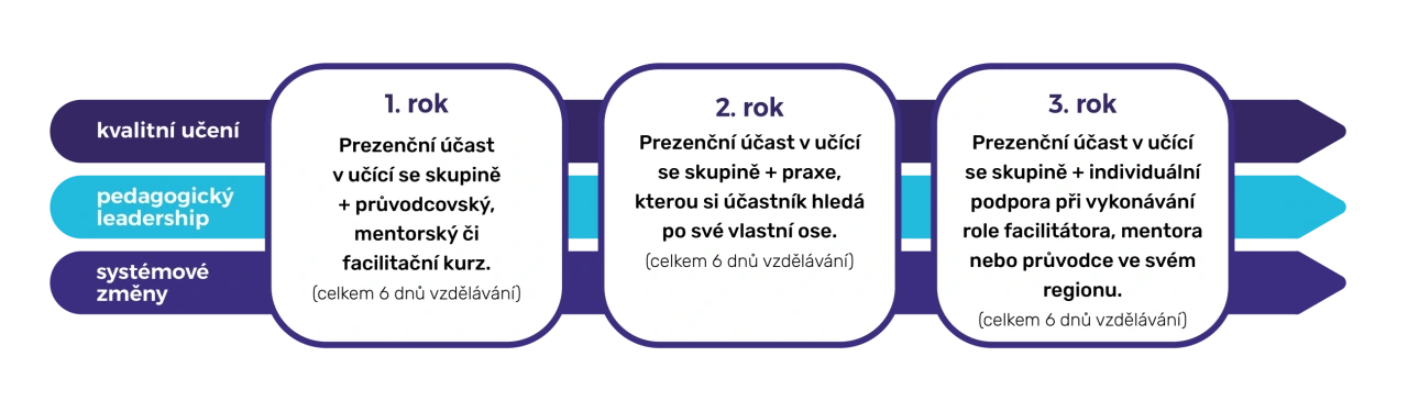 Forma výuky programu Lídři lídrům v průběhu tří let